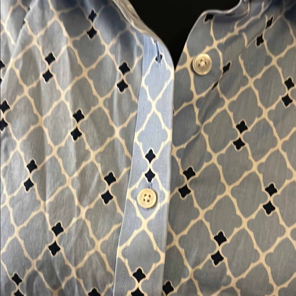 Talbots Blue Diamond Pattern Button Down Shirt - image 2